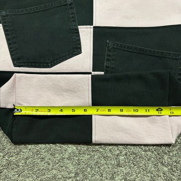 Handmade Bag Patchwork Denim Black Pink Vintage Recycled 12.5x6x15.5 - Picture 9 of 10